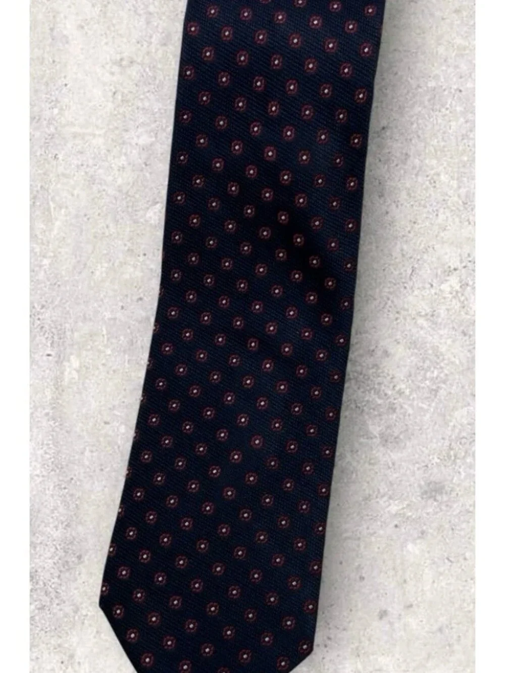BOGGI Silk Tie ITALY XL Navy Burgundy Blue Floral W:3.6